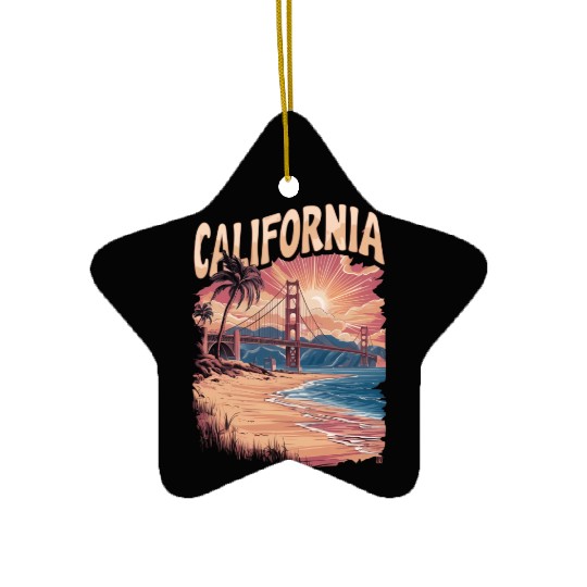 CALIFORNIA GOLDEN GATE BRIDGE BAY AREA Ceramic Ornaments