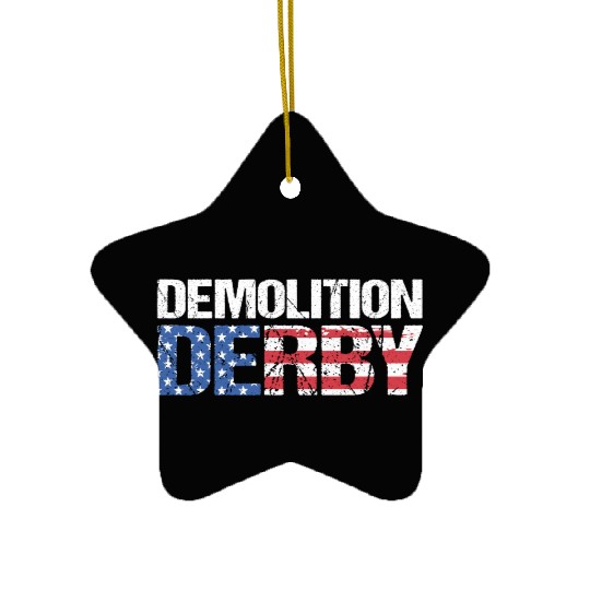 4th Of July US Flag Motorsport Demolition Derby Ceramic Ornaments
