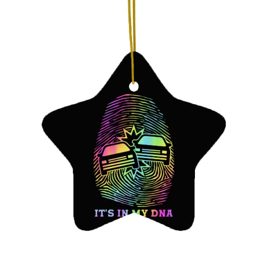 Retro Demolition Derby Finger Print It's In My DNA Ceramic Ornaments