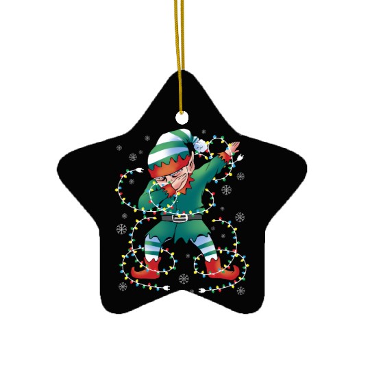Dabbing Elf Christmas Tree Lights Xmas Family Ceramic Ornaments