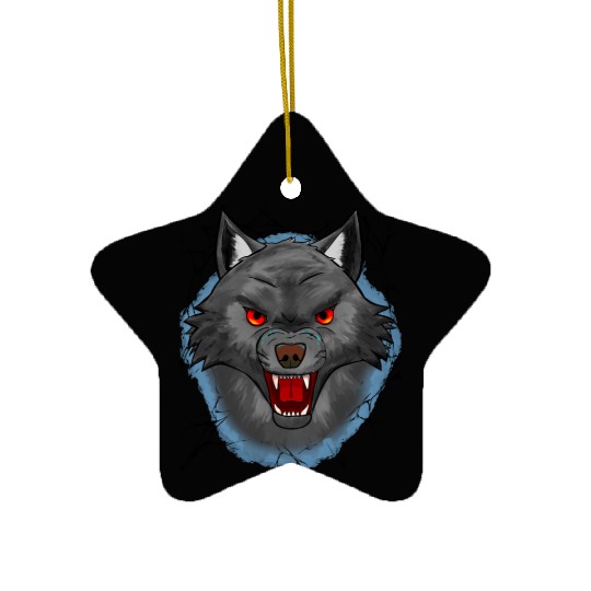 Angry Wolf Ceramic Ornaments