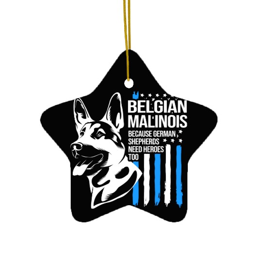 4th Of July US Flag Belgian Malinois K9 Dog Ceramic Ornaments