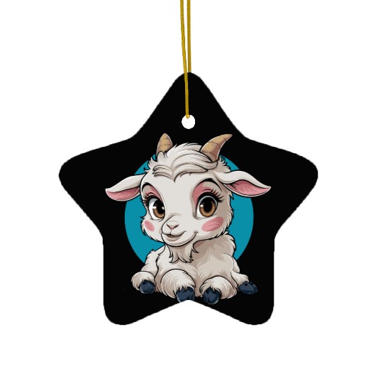 Adorable Baby Goat Illustration Art Ceramic Ornaments