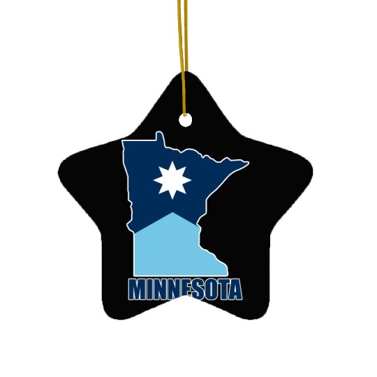 The new Flag of Minnesota State and map Ceramic Ornaments