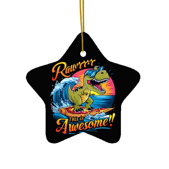 Surfing Dinosaur Ceramic Ornaments