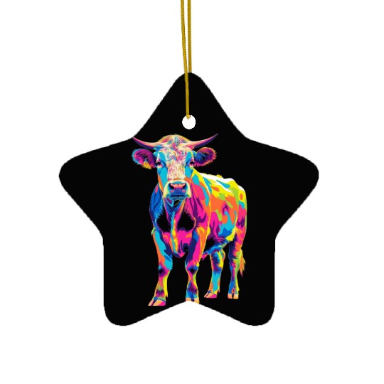 Hereford Cattle Farmer Popart Ceramic Ornaments
