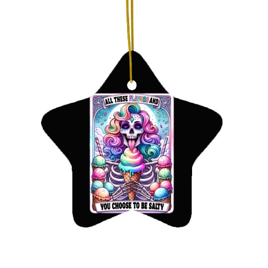 Funny Skeleton Salty Tarot Card, Funny Tarot Card Ceramic Ornaments