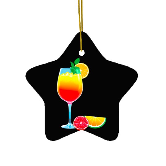 Colorful Cocktail with Fruit Garnish Ceramic Ornaments