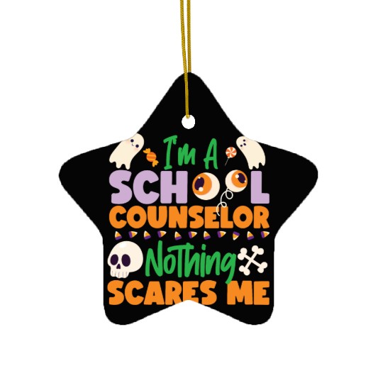 School Counselor Mom Halloween I'm Ceramic Ornaments