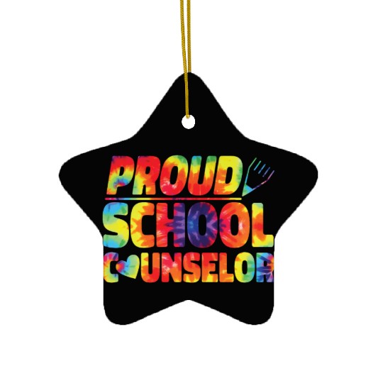 School Counselor Tie Dye Proud Ceramic Ornaments