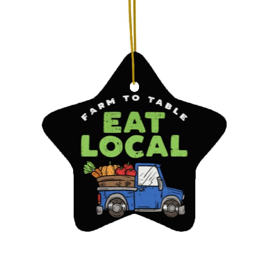 Farmers Market I Eat Local I Organic Food Ceramic Ornaments