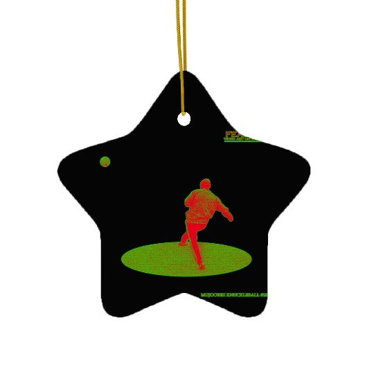 Black Light Green Knuckleball 18 Ceramic Ornaments