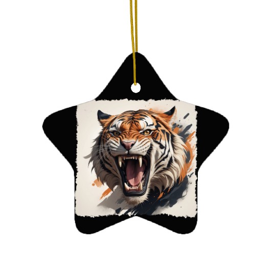 Don't Make a Roaring Tiger Angry Ceramic Ornaments