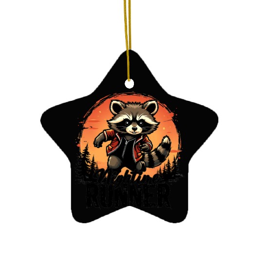 Running Raccoon for raccoon enthusiasts Ceramic Ornaments