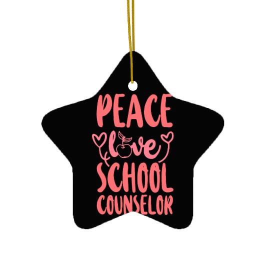 School Counselor Girl Peace Love Ceramic Ornaments