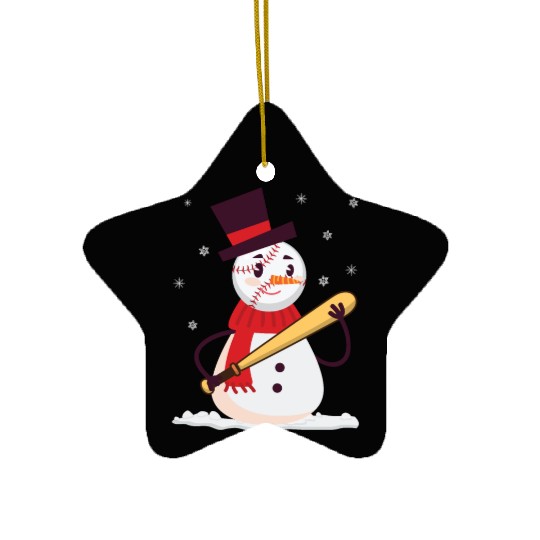 Baseball Snowman Balls Snow Christmas Xmas Sports Ceramic Ornaments