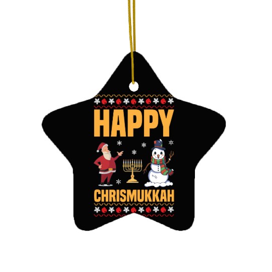 Happy Chrismukkah Funny Hanukkah Christmas Santa Ceramic Ornaments