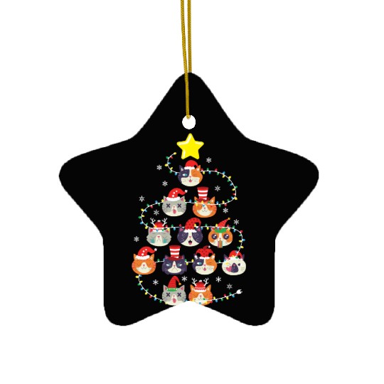 Cats Ugly Christmas Sweater Cat Snowflakes Xmas Ceramic Ornaments