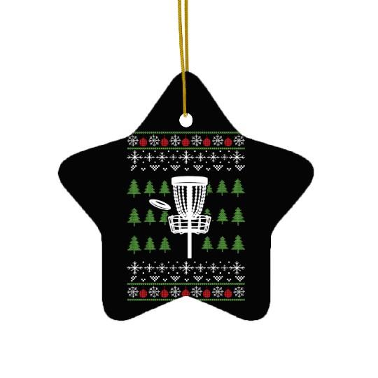 Disc Golf Ugly Christmas Sweater Pajama Merry Xmas Ceramic Ornaments