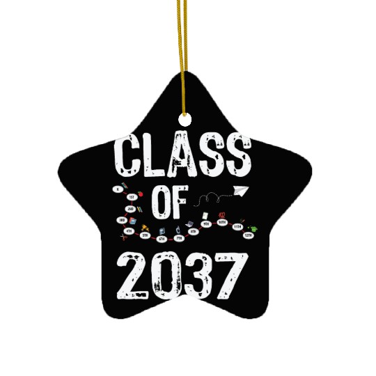 Funny Class of 2037 Grow With Me Back To School Ceramic Ornaments