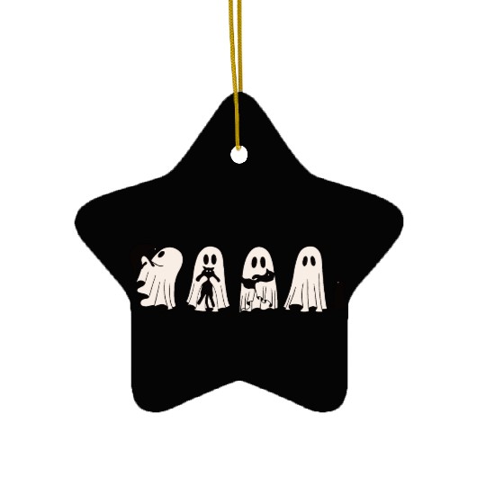 Funny Ghost Black Cat Spooky Season Trick Or Treat Ceramic Ornaments