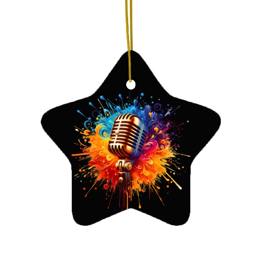 vintage style microphone Ceramic Ornaments