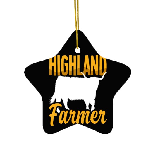 Highland Farmer Scottish Highland Cow Ceramic Ornaments