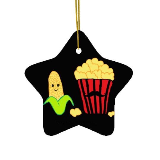 Baby corn and Popcorn Father and Baby design Ceramic Ornaments