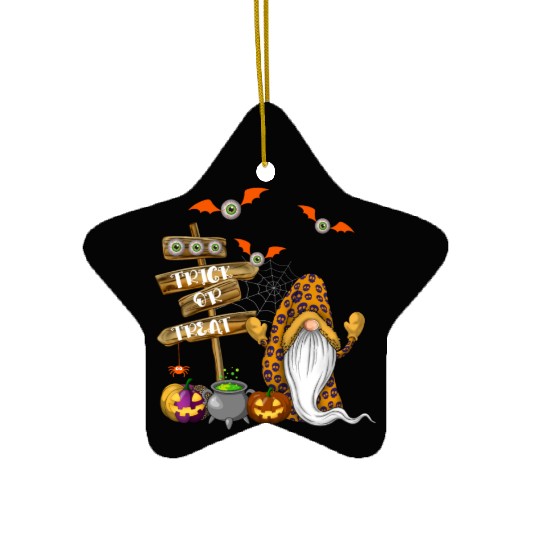 Cute Halloween Gnome Spooky Trick Or Treat Ceramic Ornaments