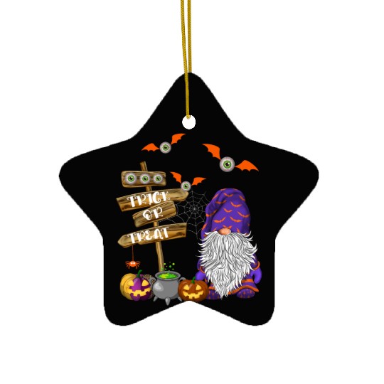 Cute Halloween Gnome Spooky Trick Or Treat Ceramic Ornaments