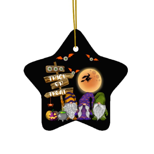 Cute Halloween Gnome Spooky Trick Or Treat Ceramic Ornaments