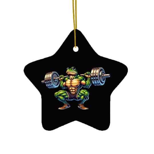 Frog Toad Fitness Barbell Gym Workout Training Ceramic Ornaments
