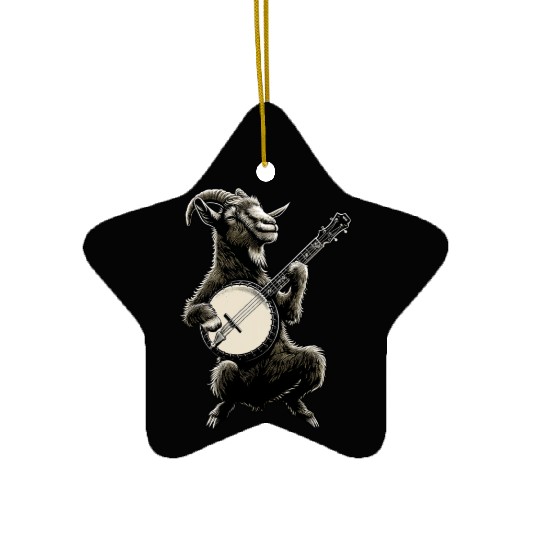 Goat Farm Animal Farmer Bluegrass Banjo Player Ceramic Ornaments