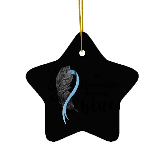 In November We Wear Blue Ribbon Ceramic Ornaments