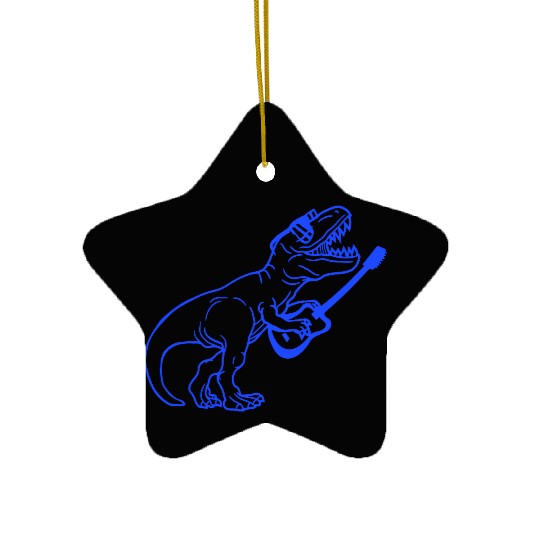 T. Rex Dino DJ Dinosaur Party Animal Plays Guitar Ceramic Ornaments