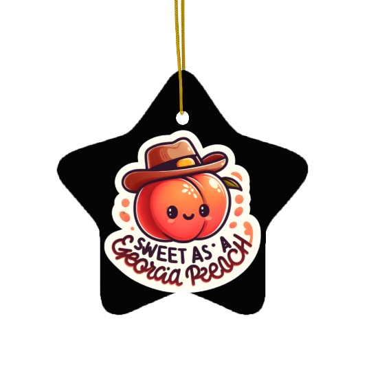 Sweet as a Georgia Peach Sticker Ceramic Ornaments