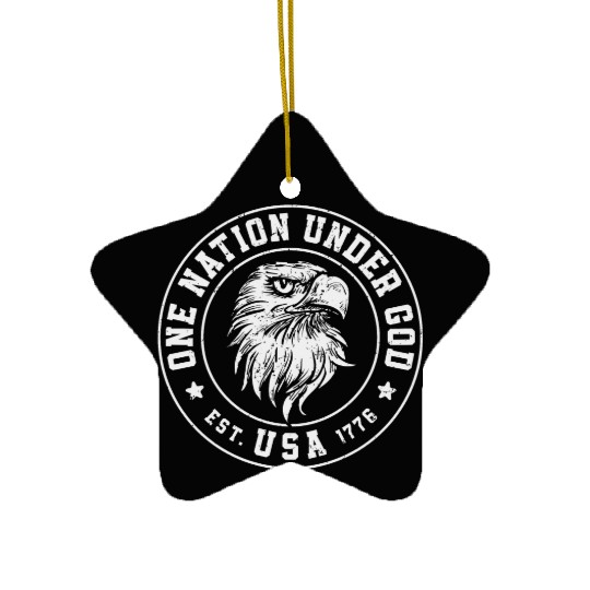 One Nation Under God Est. USA 1776 American Eagle Ceramic Ornaments