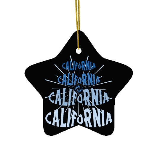 California West Coast Golden State Blue Graphic Ceramic Ornaments