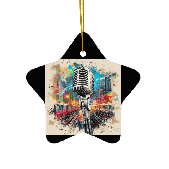 NYC Microphone AT Subway Ceramic Ornaments