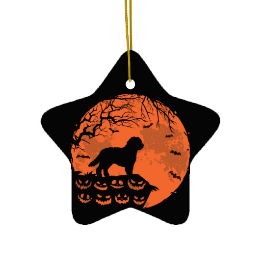 GoldenDoodle And Moon Halloween Funny Dog Lover Ceramic Ornaments