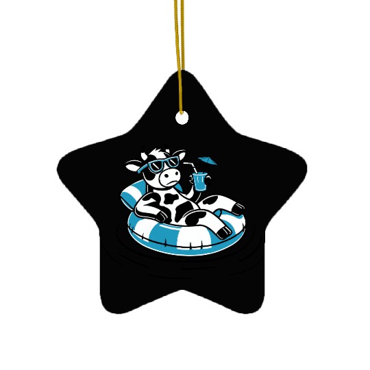 Cool Cow Float Ceramic Ornaments