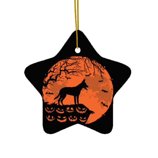 Belgian Malinois And Moon Halloween Dog Lover Gift Ceramic Ornaments