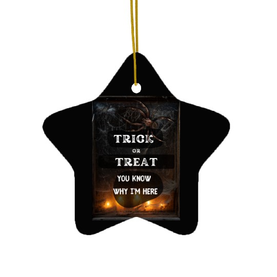 Trick or Treat, You know why I'm here, Spider Ceramic Ornaments