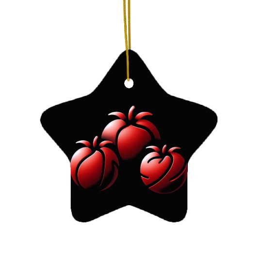 Tomato minimalistic tomatoes design food art 3 Ceramic Ornaments