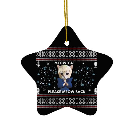 My Eurovision Christmas sweater Meow Cat please Ceramic Ornaments