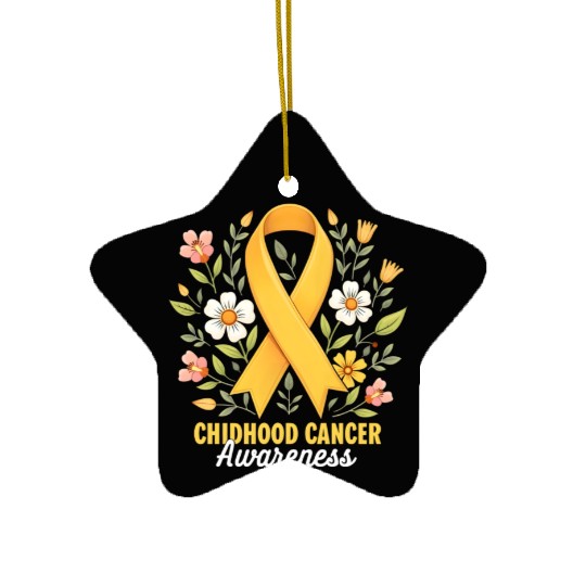 Childhood Cancer Awareness Hippie Flower Ribbon Ceramic Ornaments