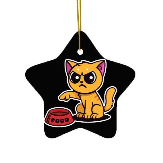 Hangry cat says "Where's my food!?" Ceramic Ornaments