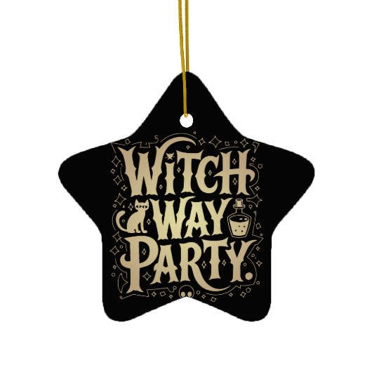 Witch Way Party Halloween t hsirt Ceramic Ornaments