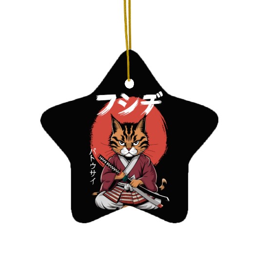 Neko Battousai Samurai Cat Classic Ceramic Ornaments