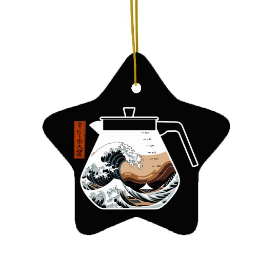 The Great Wave of Coffee Artistic Caffeine Lover Ceramic Ornaments